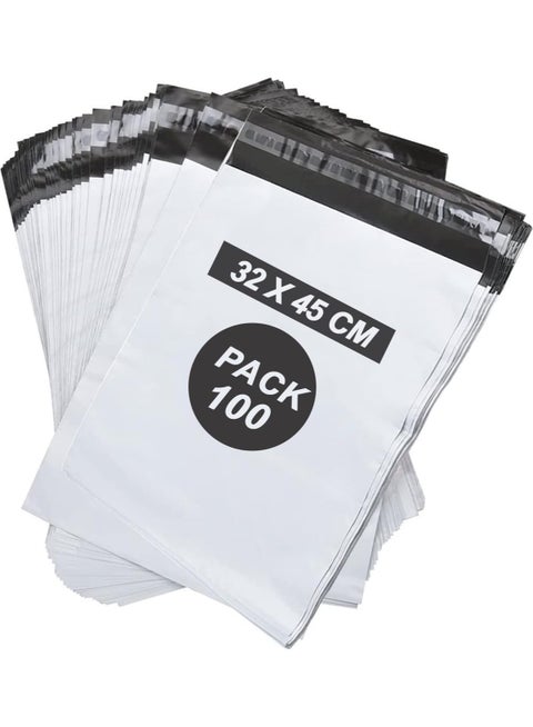 White Poly Mailers Bag, 32 x 45 cm Adhesive Self-seal Shipping Bags, 100 Pack Envelopes for Packaging Delivery Posting Parcel Postals Clothes