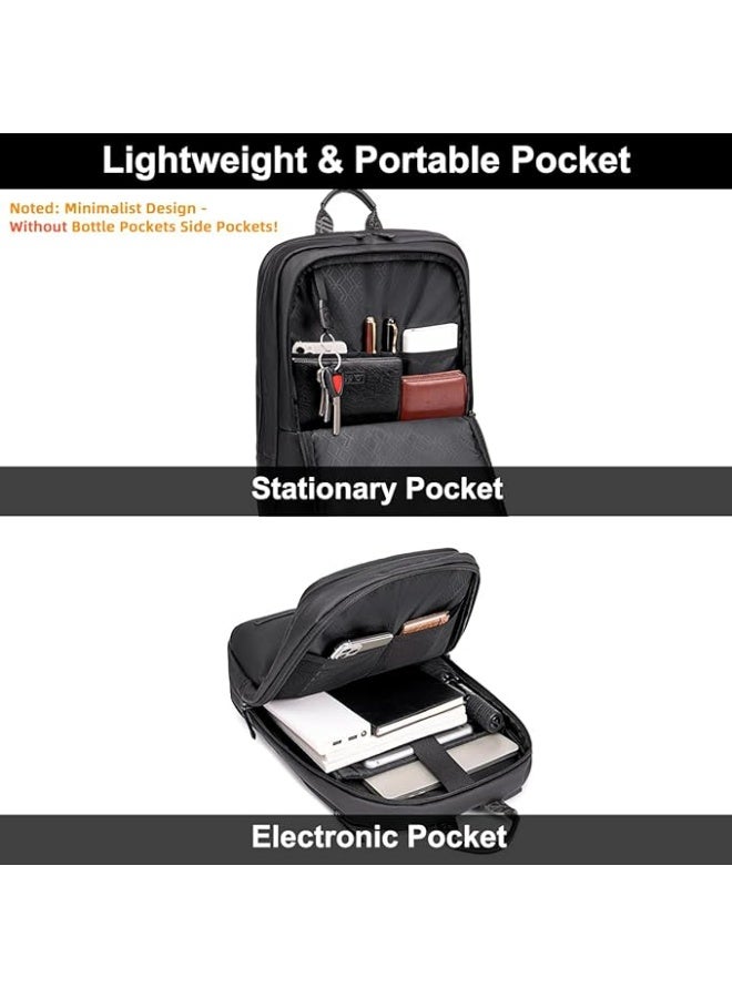 أركتيك هانتر حقيبة ظهر Arctic Hunter Slim للكمبيوتر المحمول للرجال والنساء خفيفة الوزن وقابلة للتمدد بسعة 18 لترًا ومقاومة للصدمات وجيب للكمبيوتر المحمول مقاس 15.6 بوصة ومقاومة للماء وحقيبة كمبيوتر مضغوطة للمكتب غير الرسمي اليومي والجامعة، باللون الأسود - Image 3