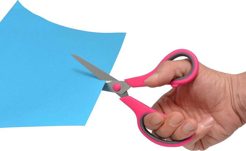 Westcott 8" Straight Stainless Steel Soft Handle Scissors, Assorted Colors, Pack of 3 - Image 5
