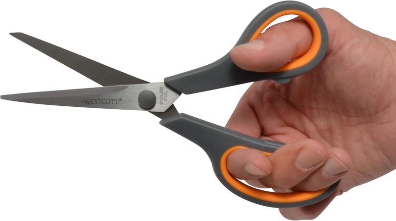 Westcott 8" Straight Stainless Steel Soft Handle Scissors, Assorted Colors, Pack of 3 - Image 3