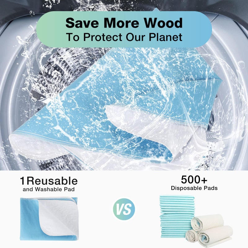 SOLOSHINE Bed Pads Washable Waterproof, 52" x 34" (2 Pack) Incontinence Bed Pads, Waterproof Mattress Protector & Washable Pee Pads, Perfect for Kids, Adults, The Elderly and Pets - Image 4