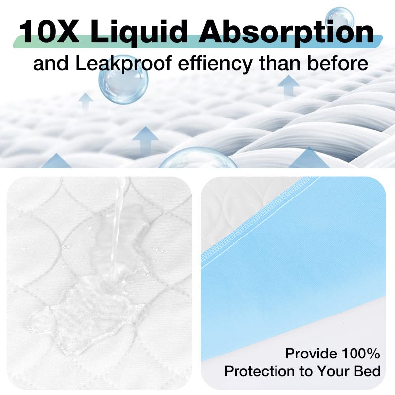 SOLOSHINE Bed Pads Washable Waterproof, 52" x 34" (2 Pack) Incontinence Bed Pads, Waterproof Mattress Protector & Washable Pee Pads, Perfect for Kids, Adults, The Elderly and Pets - Image 3