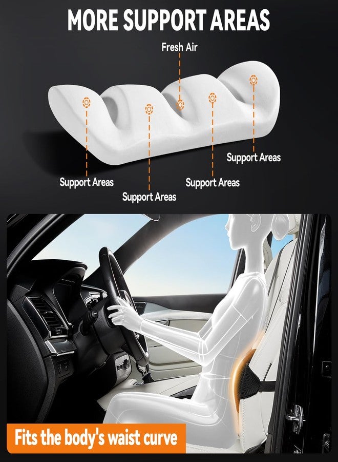 Veitail Lumbar Support Pillow for Car,Back Support for Car Seat Cushion,Adjustable Straps Securely Fixed Car Lumbar Support Pillow for Office Chair (Black) - Image 3