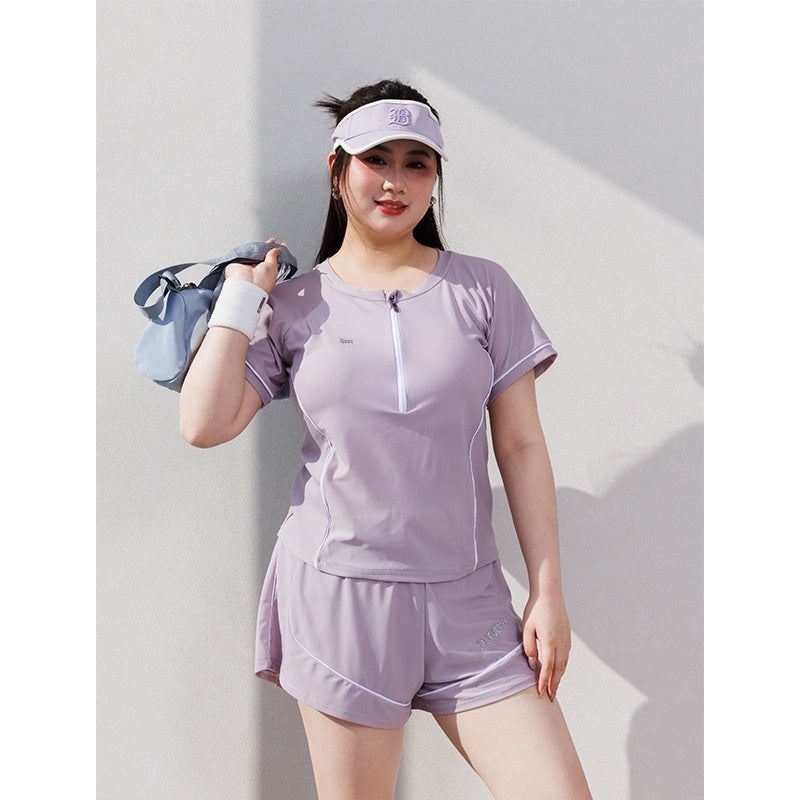 Women's Two-Piece Swimsuit Plus Size Tummy Control Modest Swimwear for Curvy Girls Beach Hot Spring – 5  Colors - Image 1