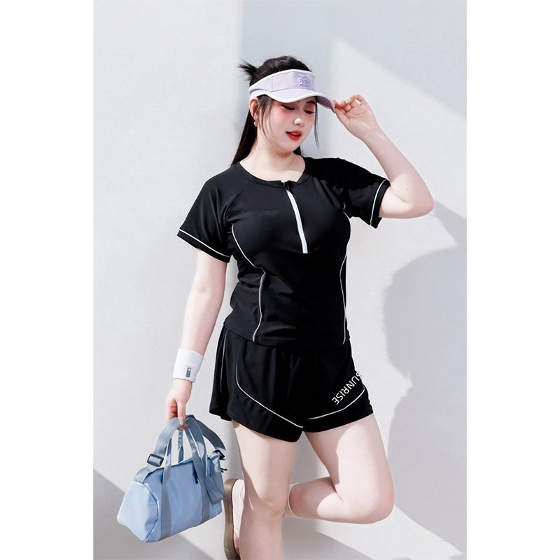 Women's Two-Piece Swimsuit Plus Size Tummy Control Modest Swimwear for Curvy Girls Beach Hot Spring – 5  Colors - Image 2