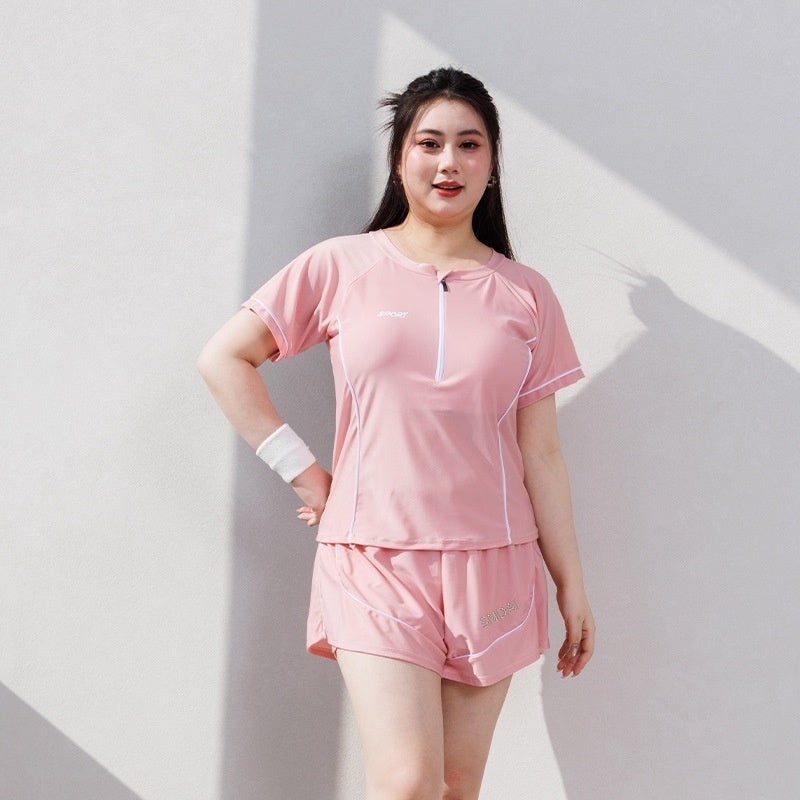Women's Two-Piece Swimsuit Plus Size Tummy Control Modest Swimwear for Curvy Girls Beach Hot Spring – 5  Colors - Image 4