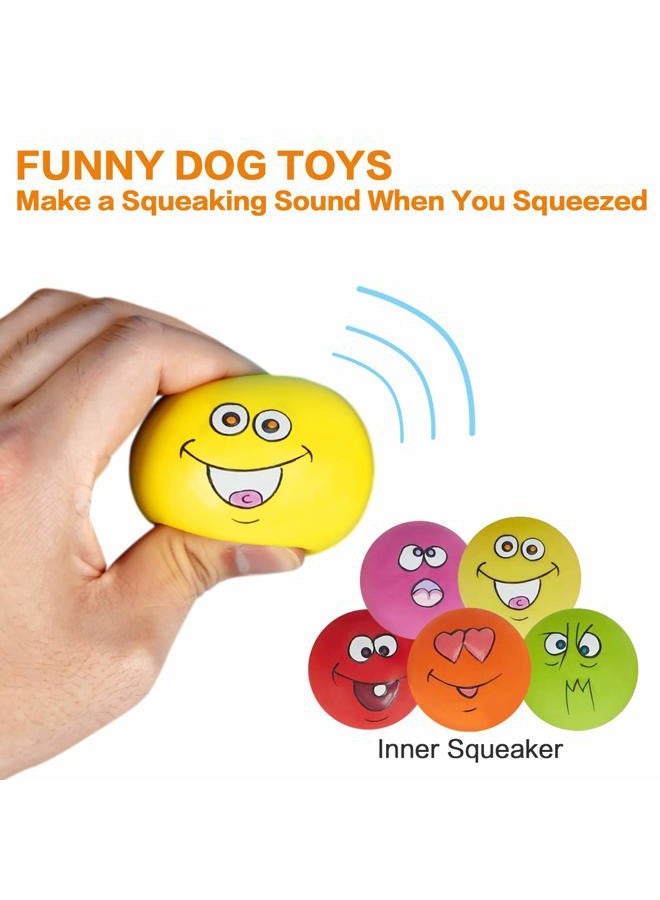 NS Dog Toy,Squeaky Dog Toys Chewing Durable Teething Latex Rubber Soft Interactive Fetch Play Dog Balls with Funny Face for Puppy Small Medium Pet Dog (5PCS) - Image 4