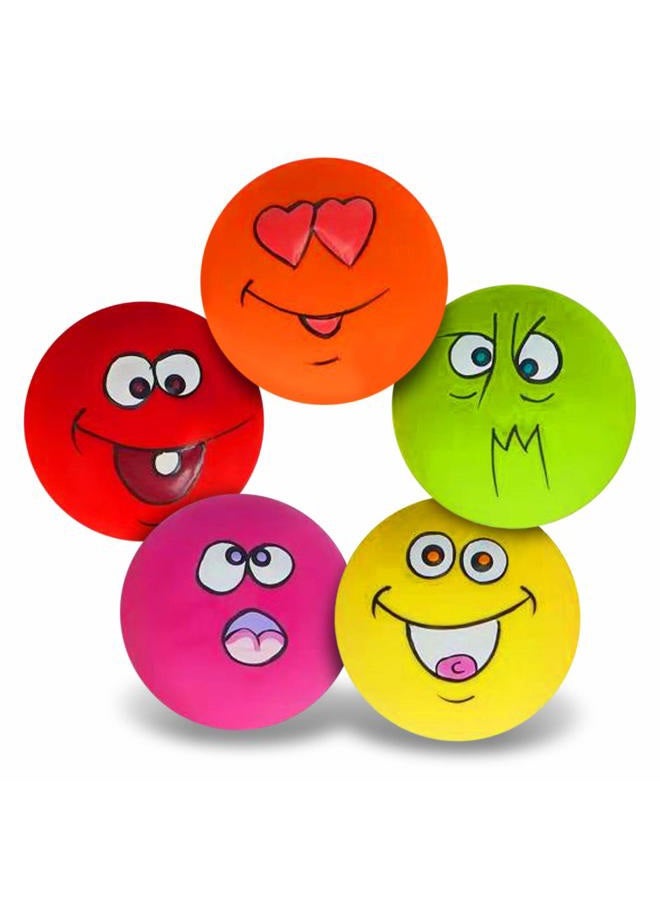 NS Dog Toy,Squeaky Dog Toys Chewing Durable Teething Latex Rubber Soft Interactive Fetch Play Dog Balls with Funny Face for Puppy Small Medium Pet Dog (5PCS) - Image 1