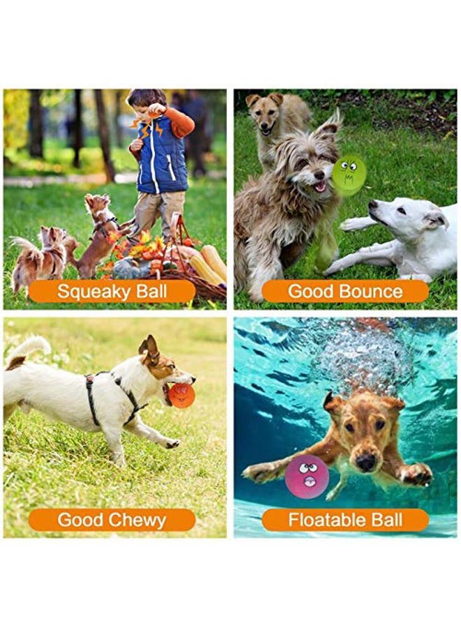 NS Dog Toy,Squeaky Dog Toys Chewing Durable Teething Latex Rubber Soft Interactive Fetch Play Dog Balls with Funny Face for Puppy Small Medium Pet Dog (5PCS) - Image 3