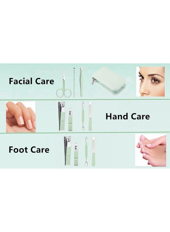 holika Professional Nail Clipper Pedicure Set，Manicure Set Personal Care Nail Clipper Kitnail Tools With Luxurious Travel Case Gifts For Men Women Family Friendgreen (12 Pieces) - Image 3