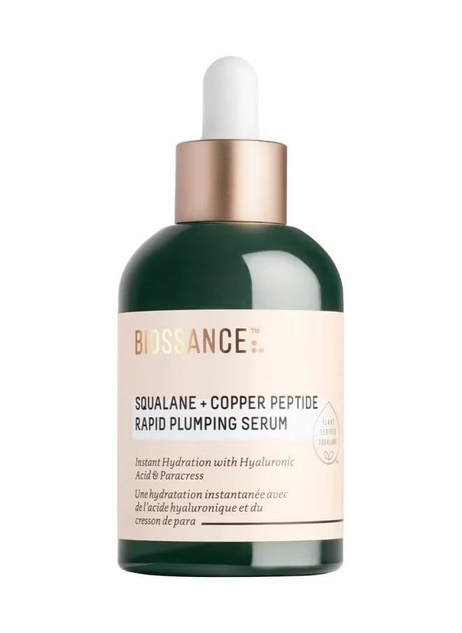 BIOSSANCE - Biossance Squalane + Copper Peptide Rapid Plumping Serum. Powerfully Hydrating Face Serum that Instantly Plumps and Firms with Collagen Boosting Copper Peptides (1.69 fl oz) - Image 1