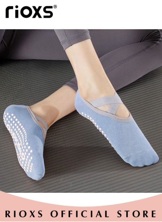 RIOXS 5 Pairs Yoga Socks For Women Non-Slip Grips & Straps Non Slip Socks For Yoga Pilates Ideal For Pilates Ballet Dance Barefoot Workout  - Image 4