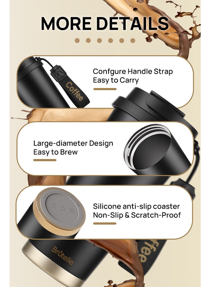 بريتيل كوب قهوة V60 سعة 500 مل من الستانلس ستيل – كوب حراري معزول للبارد والساخن مقاوم للتسرب مع شفاط، مناسب للأمريكانو والإسبريسو والقهوة المقطرة والباردة - Image 5