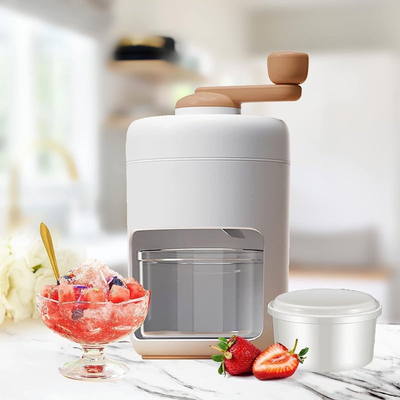 جليفار آلة حلاقة الثلج - أداة يدوية لتكسير الثلج - مع قالب ثلج وشفرات حادة، حجم صغير، مثالية لتحضير مشروبات الثلج المثلجة للأطفال، والليمون المثلج، والحلويات الصيفية المثلجة في المنزل - Image 5