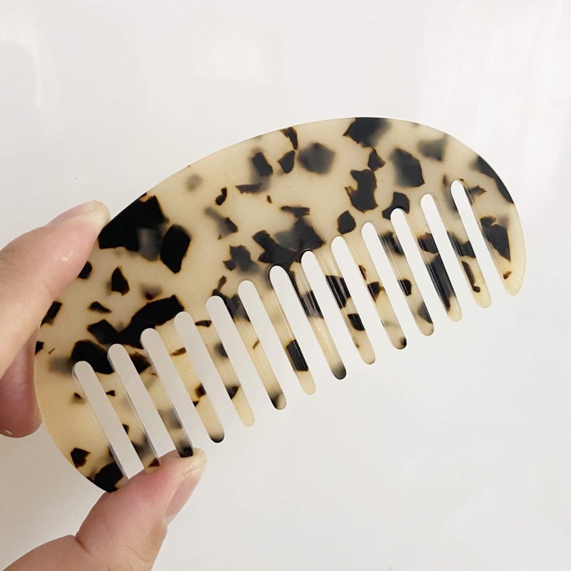 TIENAILING Large Wide Tooth Tortoise Shell Comb, 2 Pack French Hair Detangling Comb Wide Tooth Pocket Combs for Thick Curly Wavy Wet and Dry Hair (B) - Image 5