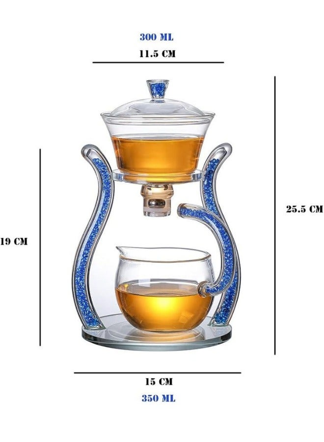 طقم إبريق شاي زجاجي من الألماس الأزرق، إبريق شاي كونغ فو المغناطيسي الأوتوماتيكي - Image 5