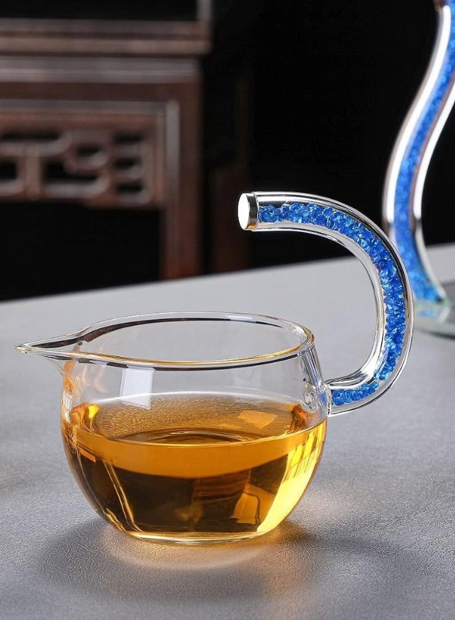 طقم إبريق شاي زجاجي من الألماس الأزرق، إبريق شاي كونغ فو المغناطيسي الأوتوماتيكي - Image 4
