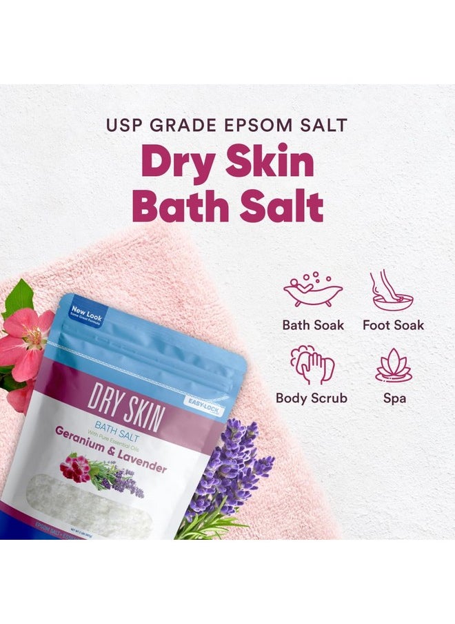 Better Bath Better Body Dry Skin Bath Salt 32 Ounces Epsom Salt With Natural Geranium, Lavender, Ylang Ylang, And Lemon Essential Oils Plus Vitamin C In Bpa Free Pouch With Easy Press-Lock Seal  - Image 3