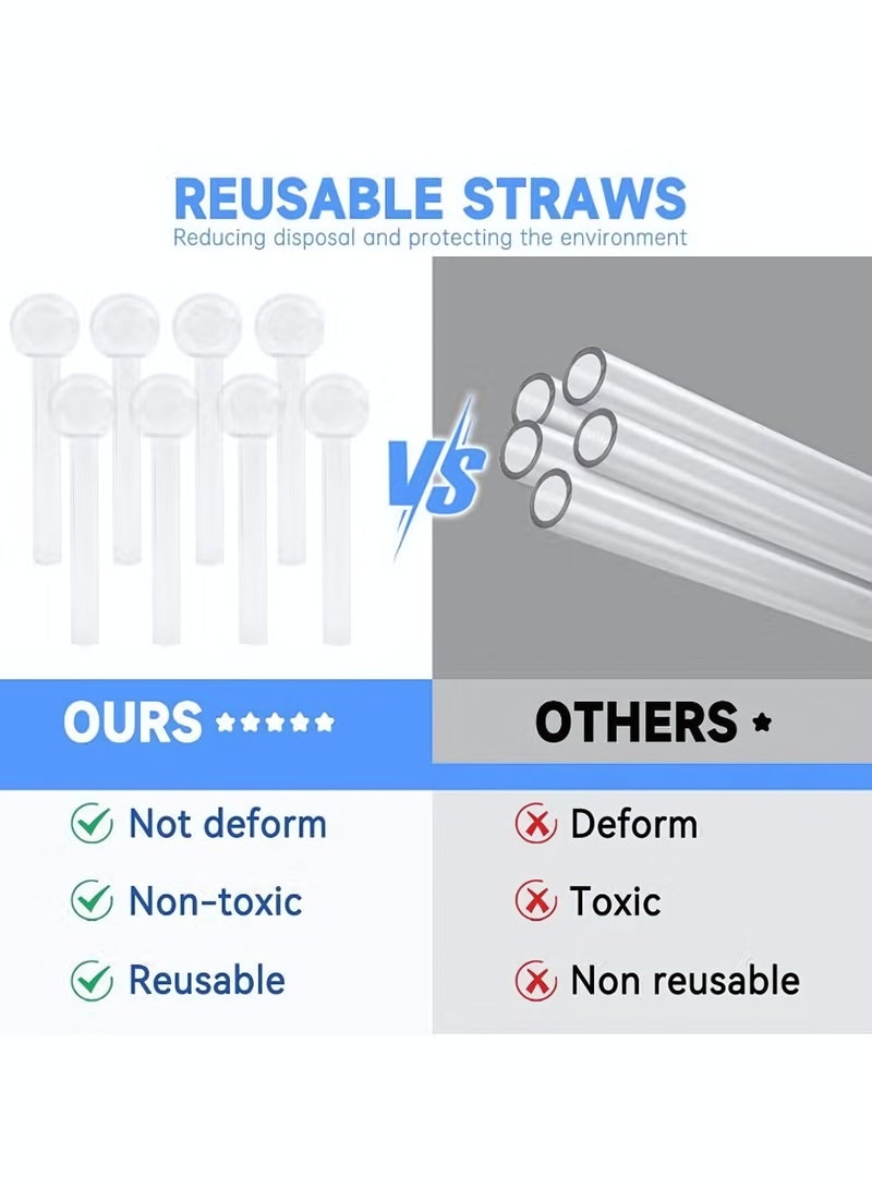 8 Pcs Glass Straws Shatter Resistant, 4 Inch Reusable Glass Straw With Cleaning Brush, Dishwasher Safe, Drinking Straws with Ball Ends For Shakes, Juices, Smoothies, Coffee - Image 4