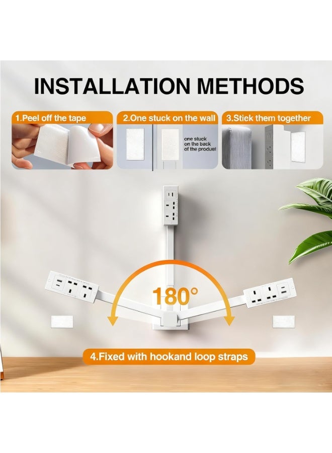 Outlet Extender with 2 AC Outlets & Dual USB Ports (USB-A/USB-C), Extends 17-27 Inches & Rotates 180° for Hard-to-Reach Outlets Behind Sofas, Nightstands, Desks - Image 3