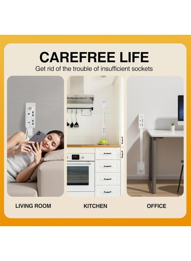 Outlet Extender with 2 AC Outlets & Dual USB Ports (USB-A/USB-C), Extends 17-27 Inches & Rotates 180° for Hard-to-Reach Outlets Behind Sofas, Nightstands, Desks - Image 5