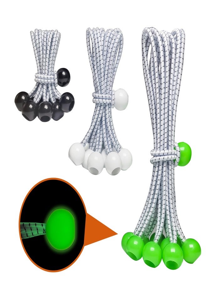 YELIER 30-Piece Ball Bungee Cords, A Bungee Cord with a Ball Comes in Three Sizes: 4 "6" 9", UV Resistant, Antioxidant, Secure Tie Down. (30, Black, White, Green) - Image 1
