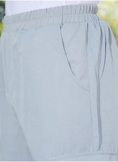 Campus Sutra Men's Cloud Grey Solid Parachute Cargo Pants  - Image 5