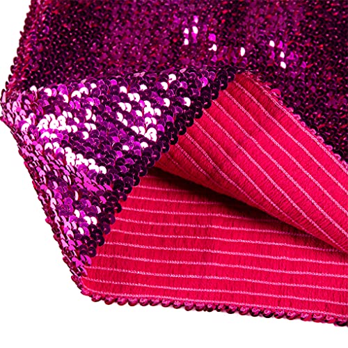 Fenyong Womens Sparkly Sequin Mermaid Crop Tops, Strapless Metallic Tube Tops for Party Clubwear(Hot Pink) - Image 4