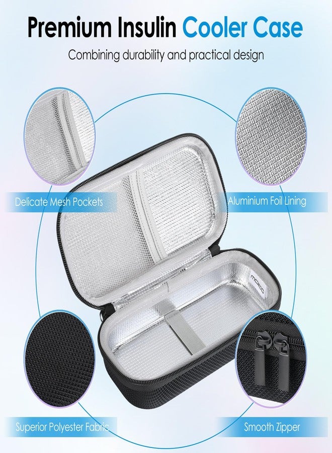 MoKo Insulin Cooler Travel Case, EVA Hard TSA Approved Diabetes Insulated Cooling Carrying Bag for Supplies Keep Medicine Cool, Small Portable Medication Organizer with Ice Packs & Ice Brick, Black - Image 5