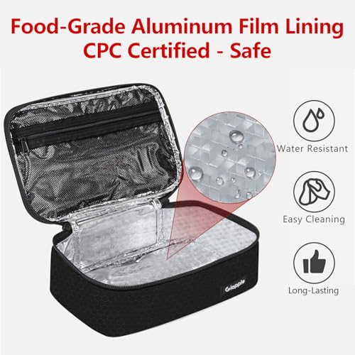 Gloppie Small Lunch Bag for Adults & Kids - Compact Insulated Lunch Box, Durable & Food-Grade Lining | Portable Cooler for Work, School, Travel (Black Honeycomb) - Image 5