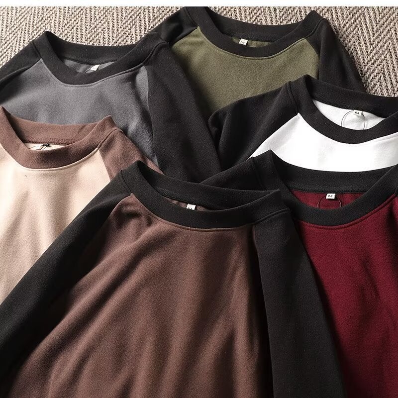 Men'S Double-Sided Fleece-Lined Long-Sleeved T-Shirt Fashionable Winter Stretch Thermal Underwear - Image 5