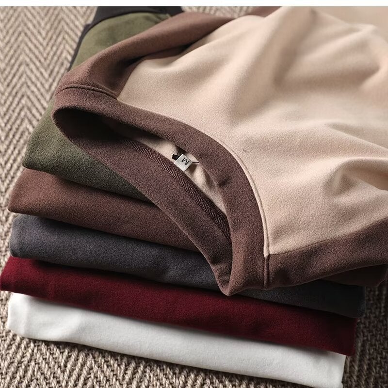 Men'S Double-Sided Fleece-Lined Long-Sleeved T-Shirt Fashionable Winter Stretch Thermal Underwear - Image 3