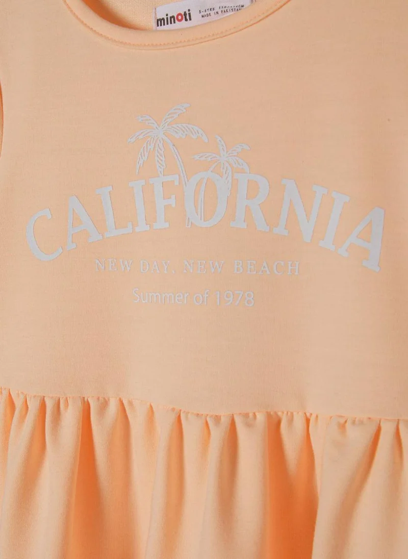MINOTI Tiered Peach Dress