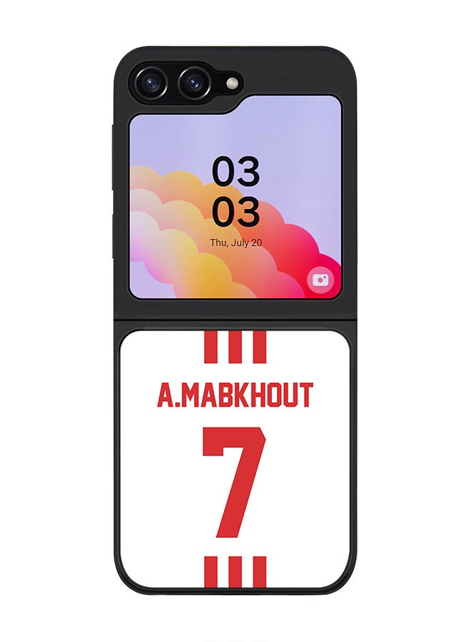 Stylizedd Rugged Black edge case for Samsung Galaxy Z Flip5, Slim fit Soft Case Flexible Rubber Edges Anti Drop TPU Gel Thin Cover -  Football Team - UAE, Player Name - A.Mabkhout - Image 1