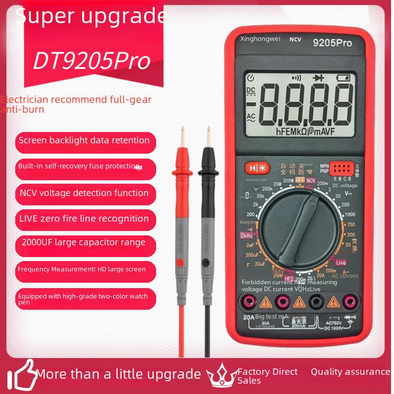 High Precision DT9205P Smart Digital Multimeter for Home Use DT9205Pro [keep + backlight + NCV]] 