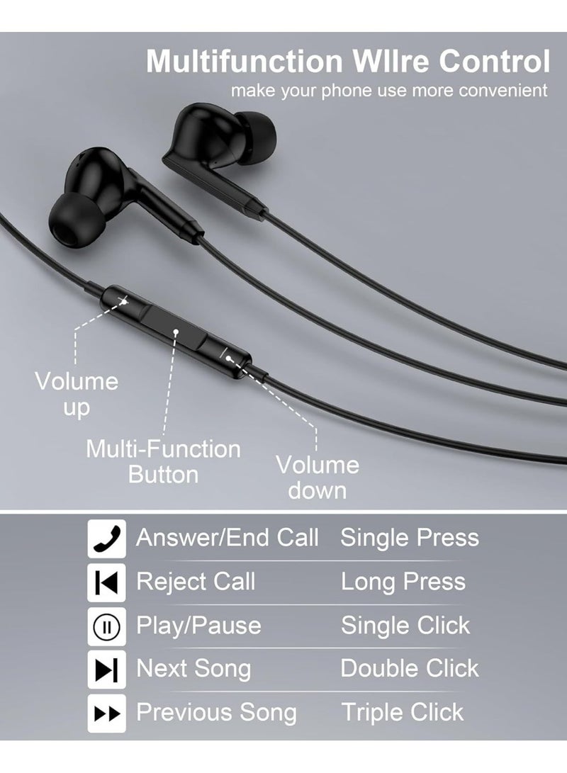 OLYSON Headphones Earbuds Wired Type-C, Ultra Clear Calls & No Noise Wired Earbuds, in-Ear Earphones with Mic, Compatible with iPhone/iPad/Android/Laptop/PC, Black - Image 3