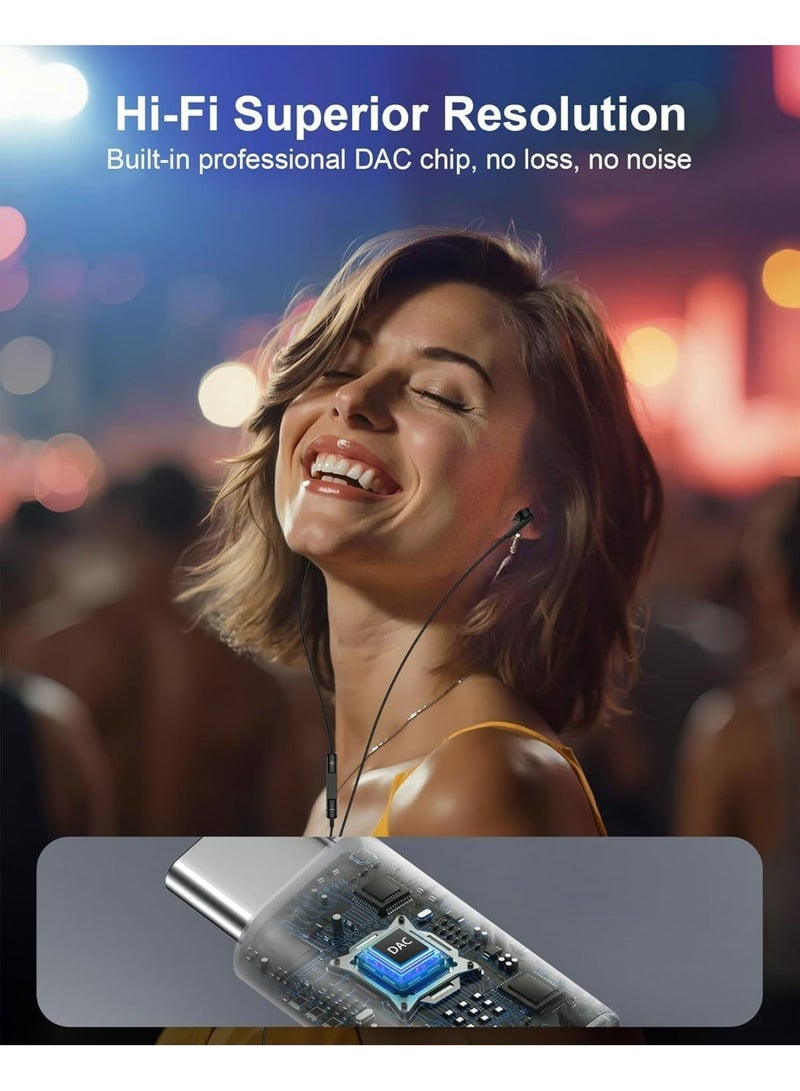 OLYSON Headphones Earbuds Wired Type-C, Ultra Clear Calls & No Noise Wired Earbuds, in-Ear Earphones with Mic, Compatible with iPhone/iPad/Android/Laptop/PC, Black - Image 4