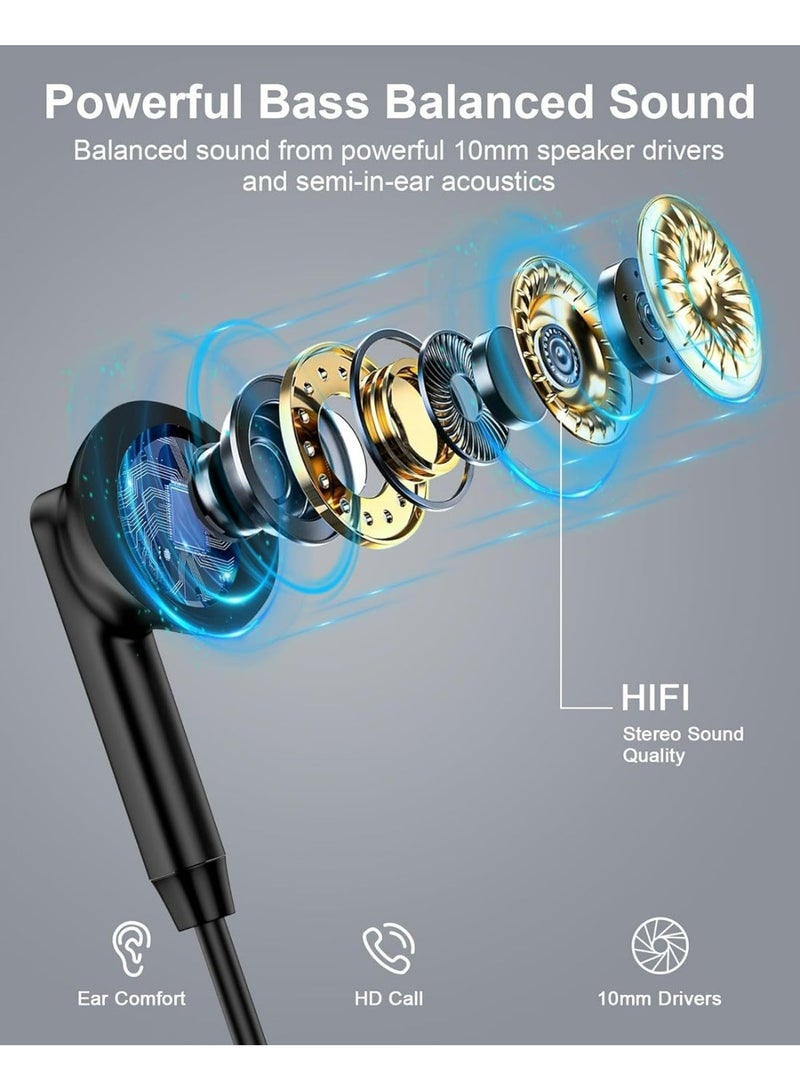 OLYSON Headphones Earbuds Wired Type-C, Ultra Clear Calls & No Noise Wired Earbuds, in-Ear Earphones with Mic, Compatible with iPhone/iPad/Android/Laptop/PC, Black - Image 2