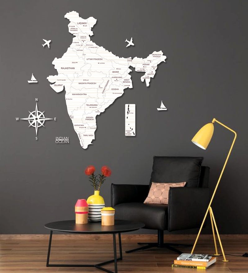 AD INFINITUM® 3D Wooden Map of India | Home Decor | Office Decor | A great gift for travelers | Wall decor State and Capital names with Borders (3x2 Feet, White Oak) - Image 4