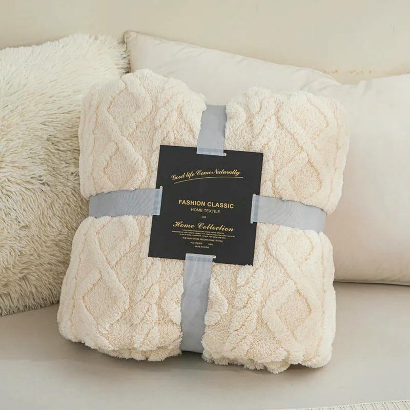 Velvet Double Sided Jacquard Geometric Pattern Thickened Blanket Cover Blanket Suitable for All Seasons - Image 1