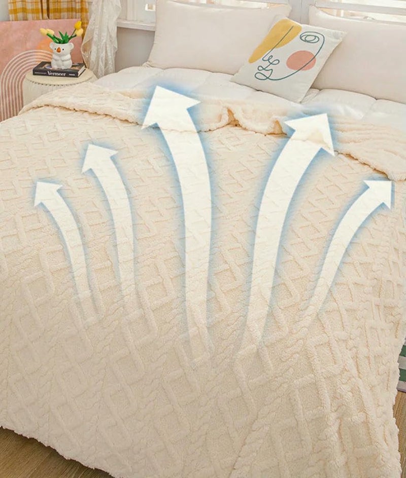 Velvet Double Sided Jacquard Geometric Pattern Thickened Blanket Cover Blanket Suitable for All Seasons - Image 5