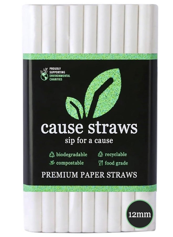 Cause Straws (12mm, 50 Straws) | Biodegradable Boba Straws | White Colour | for Thick Shakes and Bubble Tea (Boba Tea) | Direct from Manufacturer - Image 1