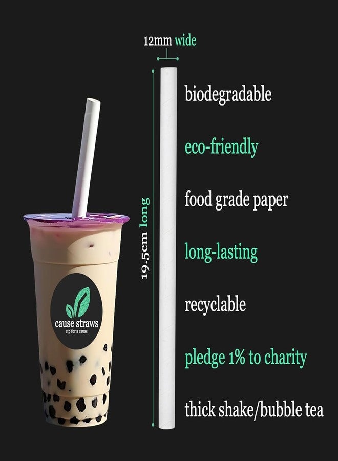 Cause Straws (12mm, 50 Straws) | Biodegradable Boba Straws | White Colour | for Thick Shakes and Bubble Tea (Boba Tea) | Direct from Manufacturer - Image 2
