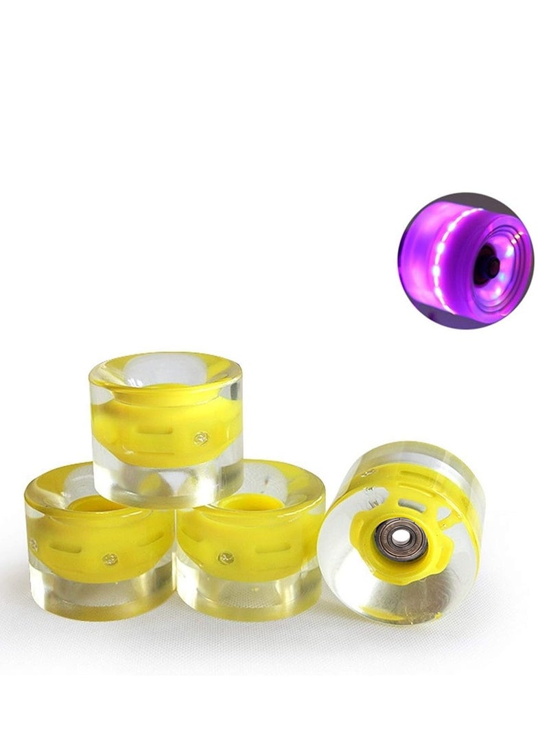 Generic 60x45MM 78A LED Light Skateboard Wheels With Bearings 4PCS With T-Tool, Yellow  - Image 3