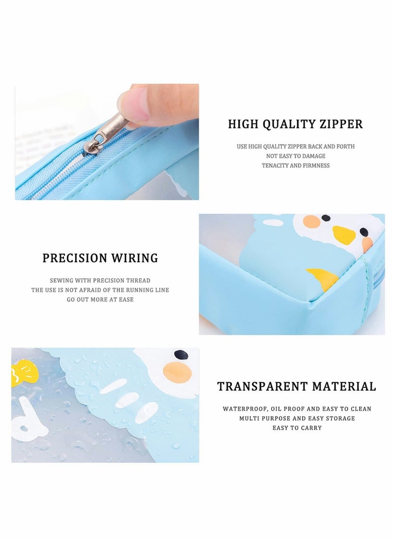بيوينتي Transparent Pencil Case Makeup Pouch with Zipper for Cosmetics Storage  - Image 3