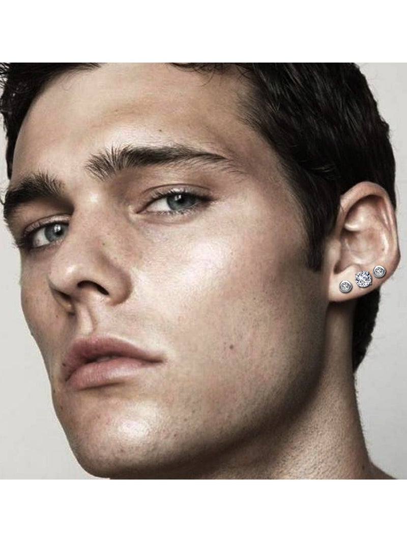 Excefore Titanium Screw Back Pack of Earrings Cubic Zirconia Studs for Women Men  Helix Piercing Post Surgical Stainless Steel Hypoallergenic for Sensitive Ears Simulated Diamond - Image 3