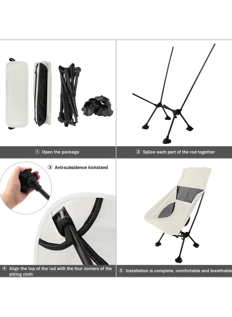 BlueFire Ultralight Folding Camping Chair - Heavy Duty High Back Ergonomic Beach Chair with Breathable Mesh & Carry Bag | Portable Compact for Travel, Fishing, Picnics, BBQs & Backpacking | Supports 280lbs - Image 2