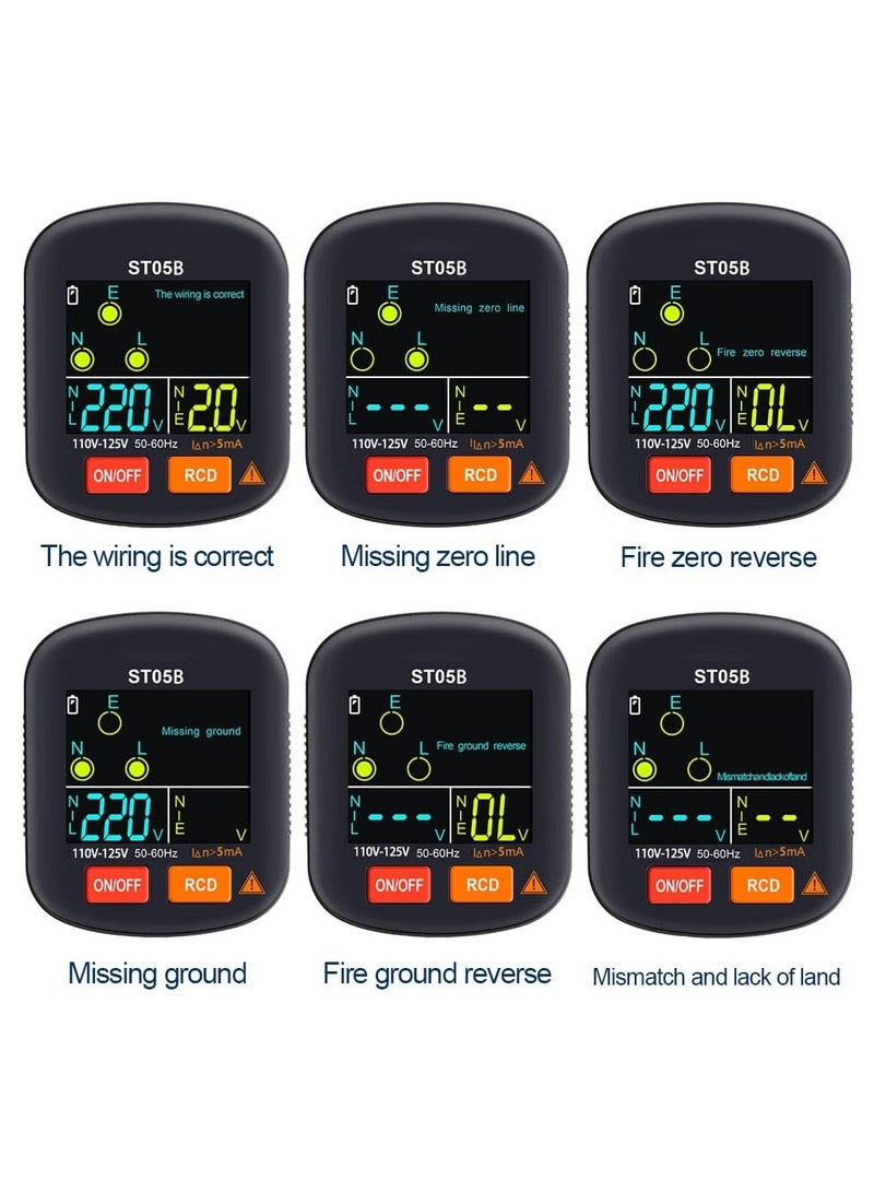 Outlet/Receptacle Tester Outlet Tester Electrical Standard 125V AC Outlets with LCD Display,  Socket Checker, Electric Voltage Tester 6 Visual Indication/Wiring Legend for Home  Professional Use - Image 5