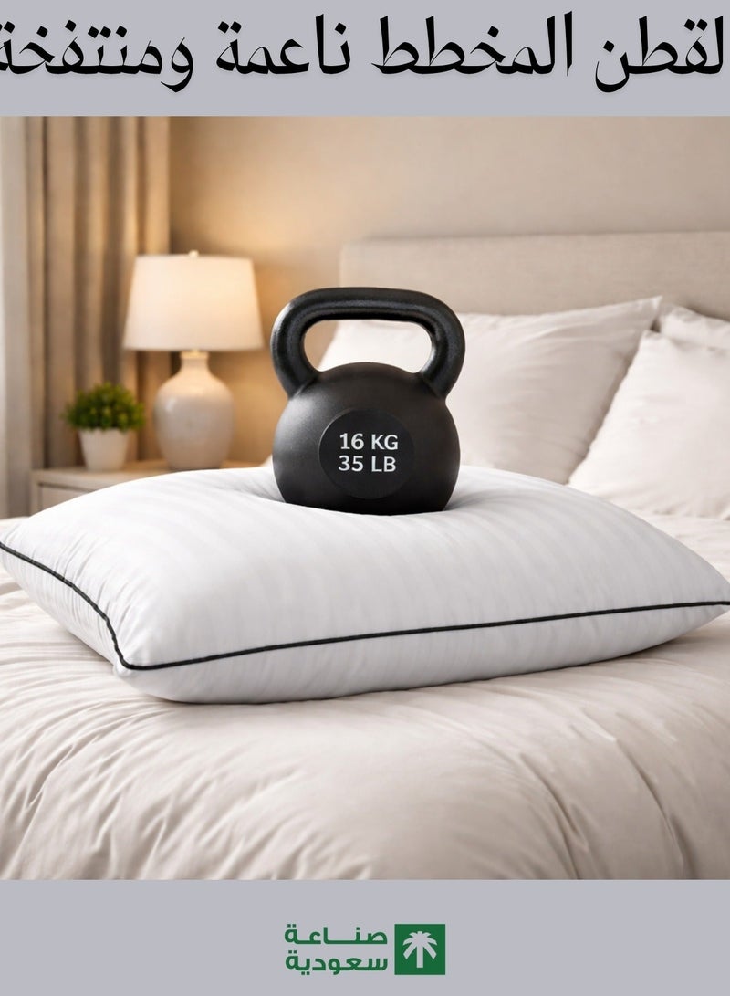 F.A.M.S Hotel Pillow for Sleeping – Medium Firm Support Pillow for Side, Back & Stomach Sleepers, 180 Thread Count Striped Cover, Fast Rebound Shape-Holding Fill, Breathable Design with Black Piping - Image 1