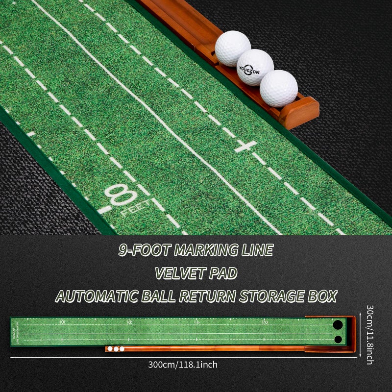 YOUCZON Putting Green Indoor, No Hump Golf Mat with Auto Ball Return - Easy to Fold Solid Wood Base, Luxurious Velvet Surface - Ideal for Home or Office and Golfers - Image 5